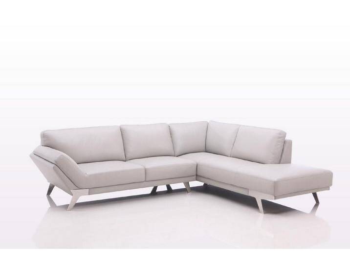 Salottini Ecksofa Traum Ecksofa Alba Leder Wohnlandschaft Eckcouch, 2 Teile, Taschenfederkern, grau von Salottini