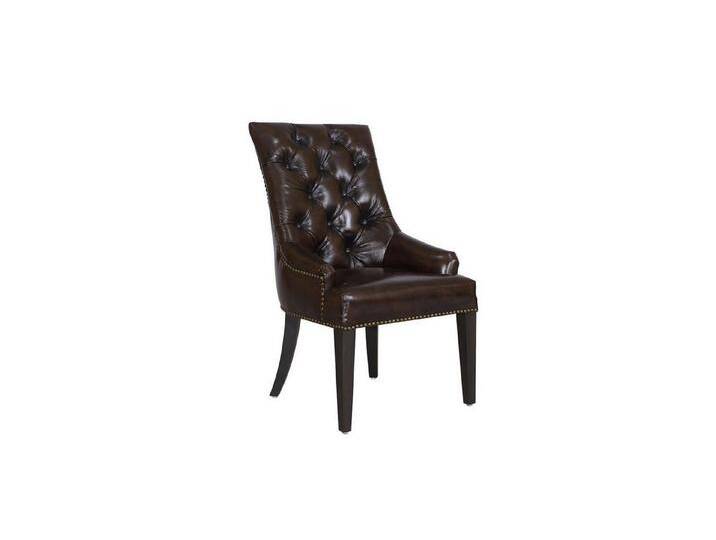 Salottini Esszimmerstuhl Chesterfield Stuhl Audrey Esszimmerstuhl Lederstuhl, Nosagfederkern, braun von Salottini