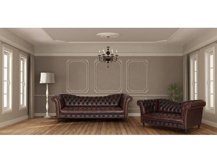 Salottini Polstergarnitur Chesterfield Vincent Sofagarnitur 3/2 Ledergarnitur, (2-tlg), Vollleder, braun von Salottini