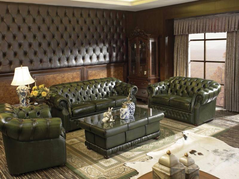 Salottini Polstergarnitur SOFORT LIEFERBAR Chesterfield 3/2/1 Cardiff Sofagarnitur Leder, (3-tlg) von Salottini