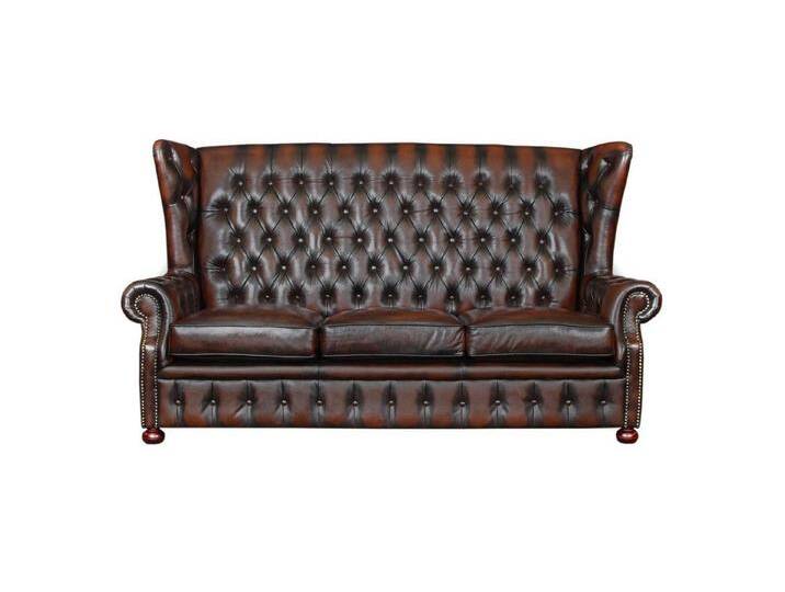 Salottini Sofa 3er Sofa Chesterfield 3-Sitzer Couch Nora Deluxe Garnitur, Vollleder, braun von Salottini