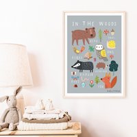 Im Wald - Wandkunst Kinderbild Kinderzimmer Illustration von Salpdesign