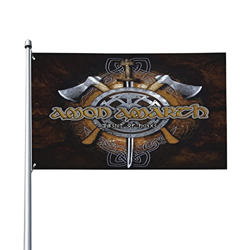 Amon Amarth Flagge, 90 x 150 cm, Garten- und Hof-Hausflaggen, Grußbanner, Innen- und Außenbereich, Party- und Heimdekoration von Salpica