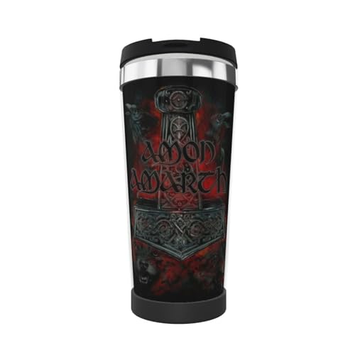 Salpica Amon Amarth Isolierte, doppelwandige Reisebecher aus Edelstahl, auslaufsicher, isolierte Kaffeetasse für Zuhause, Büro, Küche im Freien von Salpica