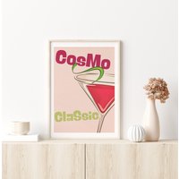 Cosmopolitan Cocktail Print | Feinschmecker Geschenk Wanddeko Einweihungsparty Mid Century Modern Vintage Stil Hotelbar, Poster von SaltedJamStore