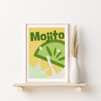 Mojito Cocktail Poster, Martini Kunst, Wand Kunstdruck, Vintage Cocktails, Dekor von SaltedJamStore