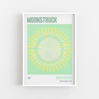 Moonstruck Poster Kunstwerk, Pastell Mintgrün Museumsplakat Abstraktes Kunstwerk Mid Century Modern | Geometrie Kunstdruck Midcentury von SaltedJamStore
