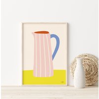 Rosa Vase Kitchen Print | Und Gelbes Wohndekor |Umweltfreundliches Geschenk Für Mama von SaltedJamStore