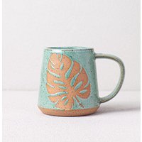 Türkis Monstera Blatt Becher - Handgemachter Salz Der Erde Keramik von SaltoftheEarthNC