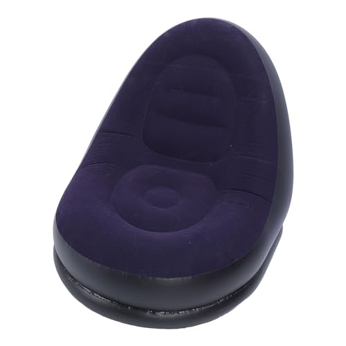 Saluaqui Aufblasbarer Sofa -Stuhl mit Stilvollem Flocken -Finish und Fußstopp, Lounge Stuhl für Wohnzimmer, Außenbereich, Camping, Tragbares Aufblasbares Freizeitsofa (Dunkelblau) von Saluaqui