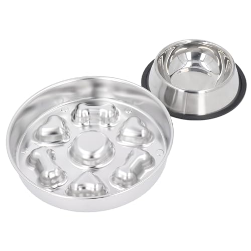 Saluaqui Edelstahl Slow Feeder Hundeschalen - 2 Pack Langsames Down -Essen Geruch Frei, Rostsicher, Leicht zu Reinigen, Kurzmännische Rasse Freundlich von Saluaqui