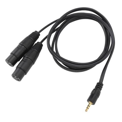 Saluaqui HI FI 3,5 Mm Bis Doppel-Xlr-Kabel mit 22AWG OFC-Abschirmung Hochleistungsschallqualität 3,5 Mm Männlich Bis 2 Xlr Weibliches Mikrofonkabel für Studio- und Live-Auftritte von Saluaqui