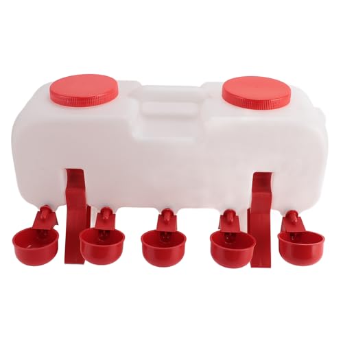 Saluaqui Hühnerwasserer -Spender Großer Kapazität 10L Halb Automatisch mit 10 Wasserbechern für Geflügel, Papagei, Wachtel, Ente - Geschlossenes Design für Effiziente Hydratation (L) von Saluaqui