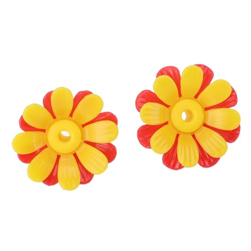 Saluaqui Lebendige Ersatzblüten für Kolibri -Feeder - Leicht zu Reduzierende Gelbe und Rote Fütterungsanschlüsse mit Rotem Kern Passt die Meisten Vogelhäuschen 30 Teile für Mühelose Montage (Rot + von Saluaqui