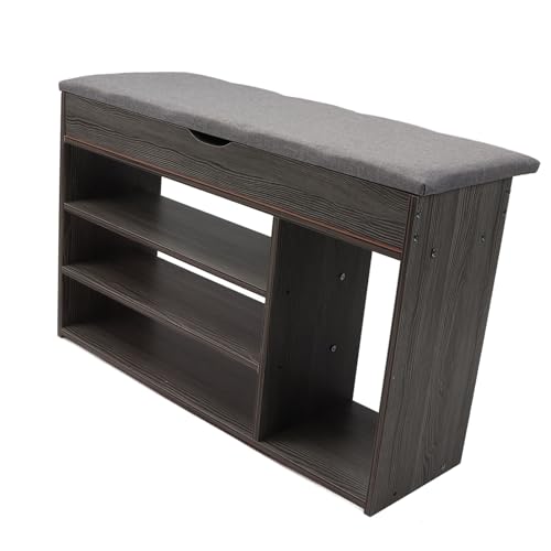 Saluaqui Mehrzweckschuhspeicherbank mit Minimalistisch Modernem Design, Mehrschichtige Kapazität Eingangsschuhgepäckträger mit Großer Kapazität, Stabiler MDF, Ideal für den Eingang zu Hause von Saluaqui