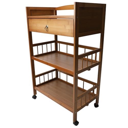 Saluaqui Mobiler Servierwagen mit Rädern, Mehrzweckroll -Beistelltisch, Eleganter Bambusoideae -Tee Tisch und Lagerorganisator für Zuhause Saluaqui Mobiler Servierwagen mit Rädern, Mehrzweckroll -Beistelltisch, Eleganter Bambusoideae -Tee Tisch und Lagerorganisator für Zuhause von Saluaqui
