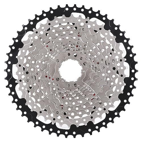 Saluaqui Smooth Shifting Road Bike Freilaufkassette 9/10/11/12 Geschwindigkeit 11-32t Fahrradfahrzeuge mit Nickelchrom-Schicht für - und Straßenräder (12S 11-50T Silber Schwarz) von Saluaqui