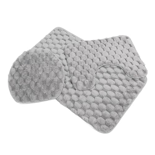 Saluaqui Toilettentraining Weicher Teppichset mit Wasser Saugfähig Anti-Rutsch-Tufted Warme Badezimmerteppich für Kind und Erwachsene-dreiteilige Schwarze Matte für Komfortable Badezimmergebrauch von Saluaqui