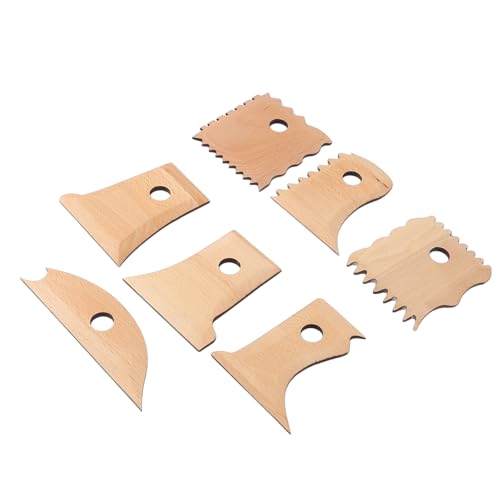 Saluaqui Vielseitig 7pcs Pottery Foot Shaper Tools Crafting Kit mit Poliertem Buchenholz Finish | Keramikrippen und Trimmwerkzeuge für die Erstellung von DIY -Tonskulpturen von Saluaqui