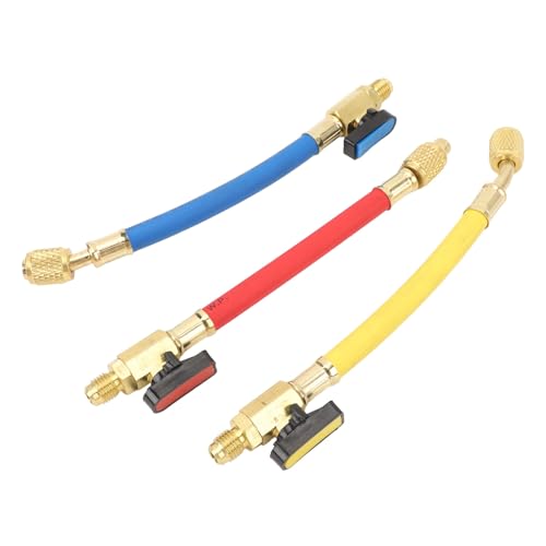 Saluaqui Vielseitiger Kühlladeschlauchset mit Ballventil - Farbcodierte R134A R410A R22 R12 -Schläuche für HLK AC Wartung Messingkonstruktion mit 1/2 Zoll Durchmesser Saluaqui Vielseitiger Kühlladeschlauchset mit Ballventil - Farbcodierte R134A R410A R22 R12 -Schläuche für HLK AC Wartung Messingkonstruktion mit 1/2 Zoll Durchmesser von Saluaqui