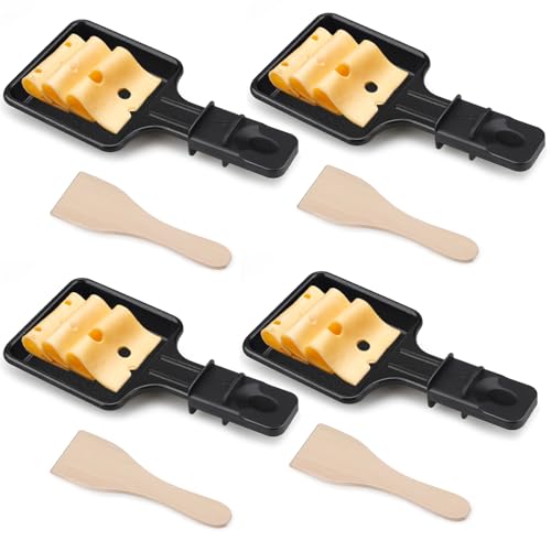 Mini 4-Teiliges Raclette-PfäNnchen, KäSegrillpfannen, Antihaftbeschichtet, Mit 4 Holzschaufeln Für Den Universellen Elektrogrill Geeignet Zum Grillen Von KäSe, Eiern Usw von Salubohum