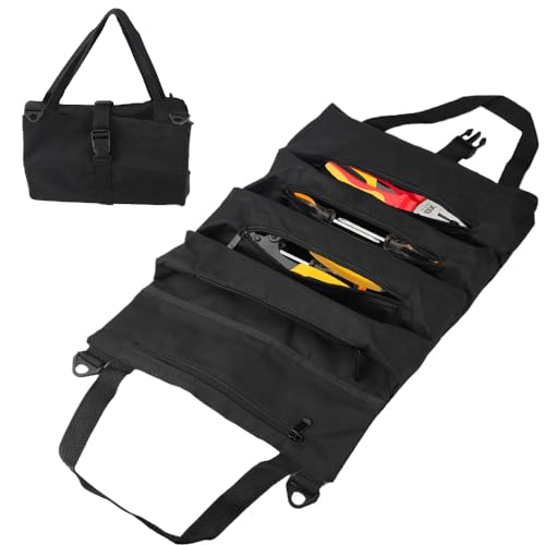 Werkzeug Rolltasche, Schraubenschlüssel-Werkzeugtasche, Werkzeugrolle,mit 5 Reißverschlusstaschen, geeignet für Handwerker, Elektriker und Autoreparaturen(Schwarz) von Salubohum