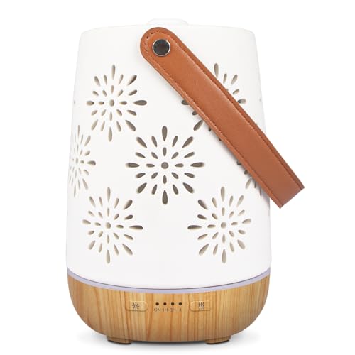 SALUBRITO Keramik Aroma Diffuser für Ätherische Öle, Kabellos Wiederaufladbare Aromatherapie Diffusor mit Akku, Tragbarer Diffusor, Automatisch Power-Off Duftlampe für Draußen, Camping, Zuhause, Yoga von Salubrito