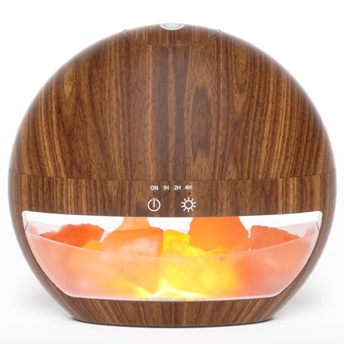 SALUBRITO Aroma Diffuser & Salt Range Pakistan Leuchte, 100ml Diffusor für Ätherische Öle, Aromatherapie Diffuser für Duftöl, Geschenk für Frauen - Dunkles Holz von Salubrito