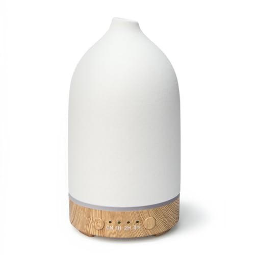 SALUBRITO Keramik Aroma Diffuser, Weiß Diffusor für Ätherische Öle, Ultraschall Duftöl Diffuser, Aromatherapie Diffusor für Duftöle, BPA Frei, Geschenk für Frauen von Salubrito