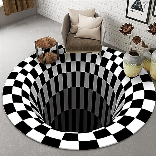 Salutebaba 3D Visual Trap Teppich Runder Teppich Rutschfester Teppich Kurzflor Waschbare Türteppiche Moderner Wohnkulturteppich von Salutebaba