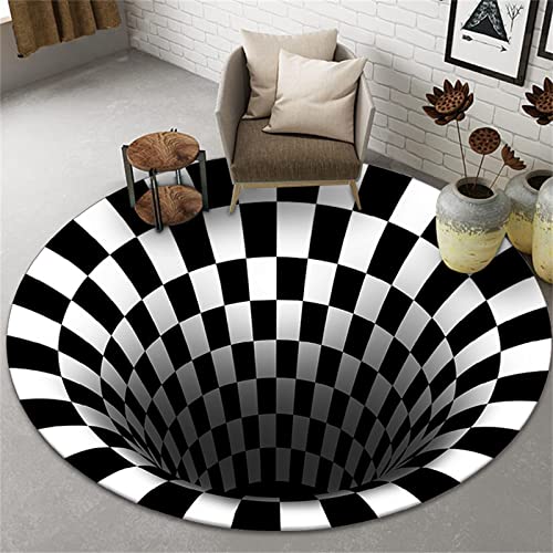 Salutebaba 3D Visual Trap Teppich Runder Teppich Rutschfester Teppich Kurzflor Waschbare Türteppiche Moderner Wohnkulturteppich von Salutebaba