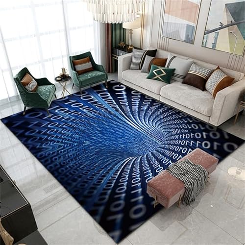 Salutebaba Visuelle Illusion Teppich 3D Vortex Teppich Bodenlose Lochmatte 3D Wirbeldruck Optische Täuschung Teppiche Karierter Teppich Schwarz und Weiß für Zuhause Schlafzimmer Wohnzimmer von Salutebaba