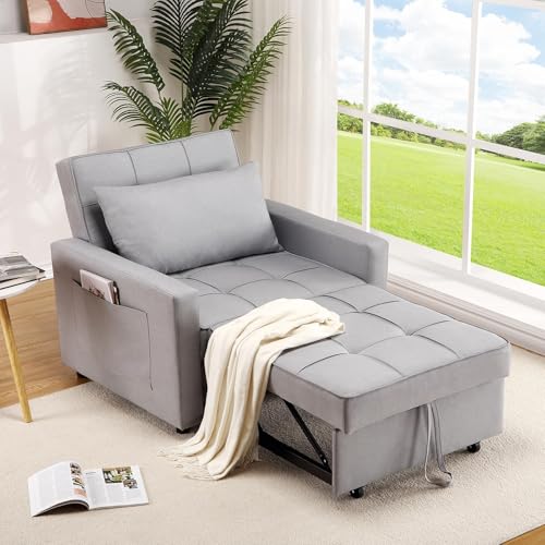Salutmeuble 3-In-1 Klappsofa Schlafsessel mit Bettfunktion, Klappbarer Rückenlehne und Praktischer Seitentasche, Aus Leinen, für Gästebetten, Platzsparend Schlafcouch, 192 x 82 x 86 cm von Salutmeuble
