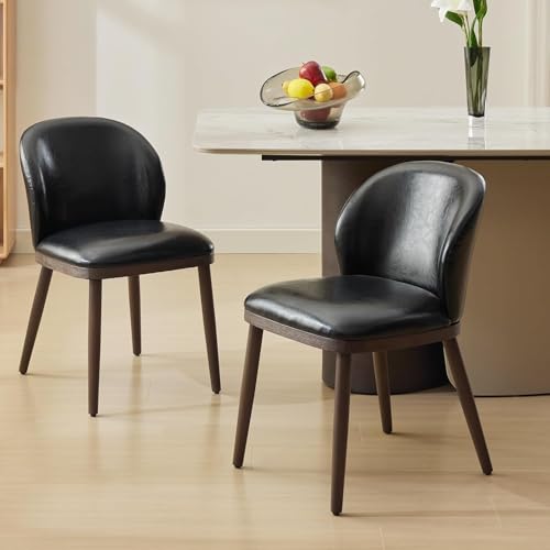 Salutmeuble Esszimmerstühle 2er Set, Moderne gepolsterte Küchenstühle mit ergonomischer Rückenlehne, 136kg Belastbarkeit, Esszimmerstühle mit Holzbeinen für Küche Esszimmer Restaurant,Schwarz von Salutmeuble