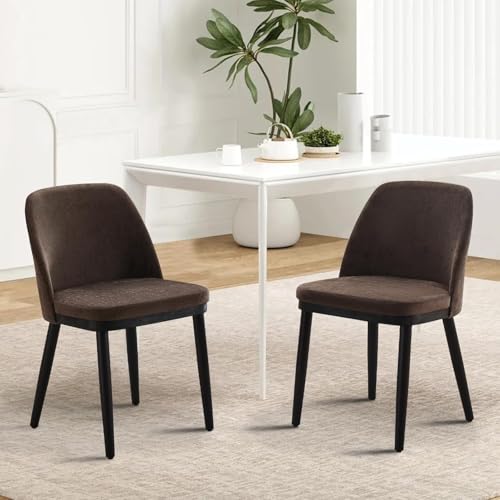 Salutmeuble Gepolsterte Esszimmerstühle 2er Set, Moderne Küchenstühle mit dicken Polstern, Esszimmerstuhl mit Holzbeinen für Esszimmer Küche Restaurant,Braun von Salutmeuble