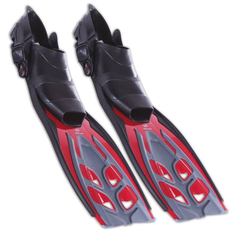 SALVAS Schwimmflossen Tonic Schnorchel Lang Flosse Fersen Band Verstellbar 36-47-Rot / 42/47 von Salvas