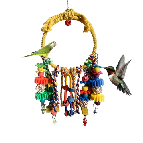 Bird Swing,Bunter Ring Schaukel Vogel Spielzeug - Baumwollseil Nymphensittich Käfigzubehör Zum Beschäftigung Klettern Innen Außen Fink Sittich Unzertrennliche von Salyeeluly