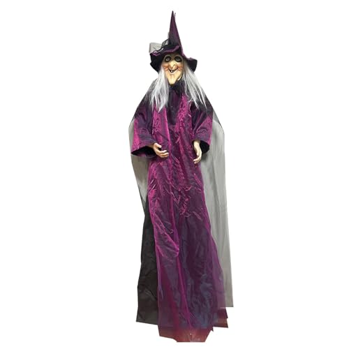 Halloween Sound Hexe Deko | Horror Hexe stehende Hexen Requisiten | Große Halloween-Hexendekoration | -Garten-Halloween-Hexe-Ornament für Garten Außen Rasen von Salyeeluly