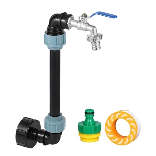 IBC Schwanenhals Tank Auslaufhahn 3/4 Zoll für 1000L Wassertank | IBC Hahns Zubehör für 1000L Regenwassertank Wasserhahn Absperrhahn mit 25 cm Verlängerungsrohr IBC Tank Zubehör von Salyeeluly