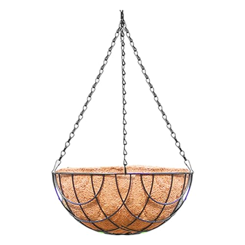 Salyeeluly Blumenampel Kokos | Hängend Blumenampel | Hanging Basket Mit Metallgestell | runder hängender Blumentopf | Pflanzkorb Hängetopf Pflanzen für drinnen und draußen, Garten von Salyeeluly