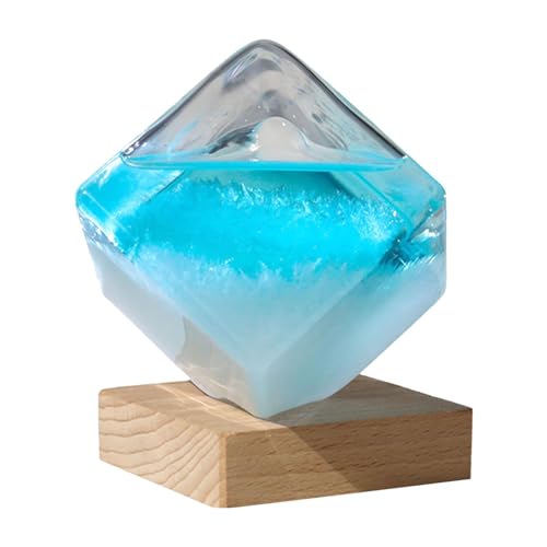 Storm Glass Wetterstation | Sturmglas Wettervorhersage | Sturmglas Zur Wettervorhersage | Wetterstation Glaskugel | Wetterglas Würfel | Kreative Wetterstation Wetter Prognose Mit Hölzern Sockel von Salyeeluly