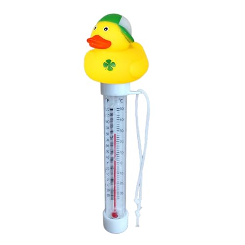 Thermometer Pool | Ente Schwimmender Pooltemperaturmesser Floating Pool Thermometer mit Schnur | Badespaß mit dem Wasserthermometer für Pool, Badewanne, Schwimmbad und Teich von Salyeeluly