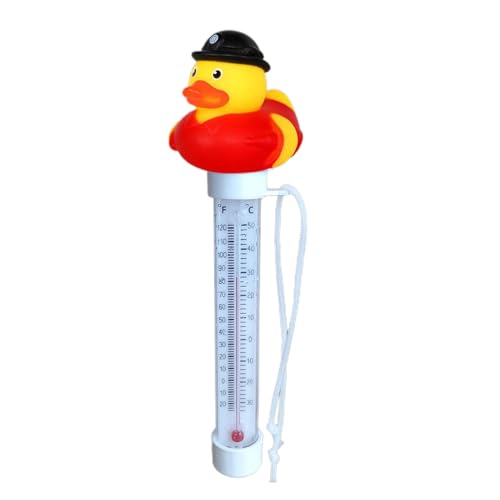 Thermometer Pool | Ente Schwimmender Pooltemperaturmesser Floating Pool Thermometer mit Schnur | Badespaß mit dem Wasserthermometer für Pool, Badewanne, Schwimmbad und Teich von Salyeeluly