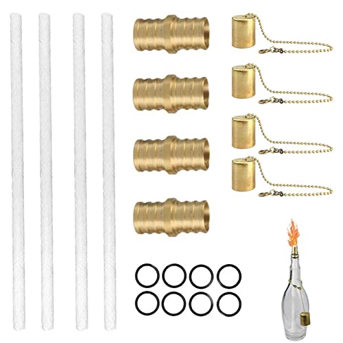 Tiki Fackel-Docht | Weinflaschen-Taschenlampen-Dochte Kit | Fiberglas-Taschenlampen-Ersatzdochte | 4 Taschenlampen-Dochte Kupfer-Lampenabdeckung Messing-Dochthalter für Taschenlampen im Innen- und Tiki Fackel-Docht | Weinflaschen-Taschenlampen-Dochte Kit | Fiberglas-Taschenlampen-Ersatzdochte | 4 Taschenlampen-Dochte Kupfer-Lampenabdeckung Messing-Dochthalter für Taschenlampen im Innen- und von Salyeeluly
