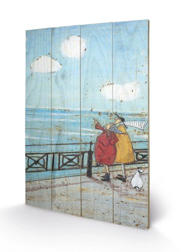 Pyramid International Sam Toft (Her Favourite Cloud) Holzwand-Kunst, Holz, Mehrfarbig, 40 x 2.5 x 59 cm von Pyramid International