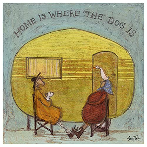 Sam Toft "Home Is Where The Dog Is" Druck (30 x 30 cm) (Grau/Gelb/Weiß), Grau/Gelb/Weiß, 11.8L" x 11.8W" von Sam Toft