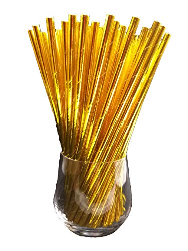 Papierstrohhalme, Papier Trinkhalm, Biologisch, Lebensmittelecht, umwelftreundlich, Einweg-Strohhalme, 120 Pack (Gold) von Sam for You