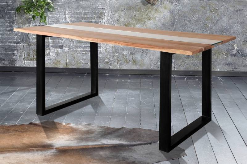 SAM® Esstisch Pedro, Akazienholz, trendig mit Glaseinsatz, Metallgestell U-Form von Sam