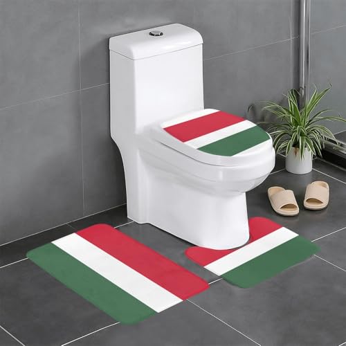 3-teiliges Badteppich-Set, Motiv: Flagge von Ungarn, saugfähige Badezimmermatten, Badewanne, Duschvorleger, ideal für Schminktische und Ferienhäuser 3-teiliges Badteppich-Set, Motiv: Flagge von Ungarn, saugfähige Badezimmermatten, Badewanne, Duschvorleger, ideal für Schminktische und Ferienhäuser von SamLng