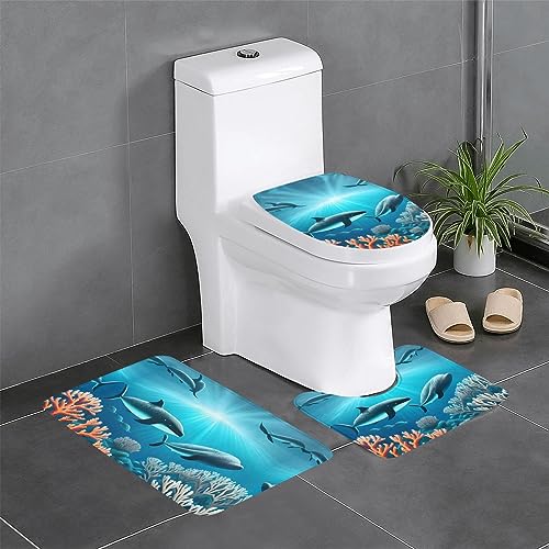 3-teiliges Badteppich-Set Whales Under The Sea – saugfähige Badezimmermatten, Badewannen-Duschmatten – ideal für Schminktische & Ferienhäuser 3-teiliges Badteppich-Set Whales Under The Sea – saugfähige Badezimmermatten, Badewannen-Duschmatten – ideal für Schminktische & Ferienhäuser von SamLng